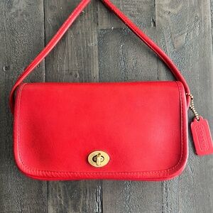 Vintage Coach Dinky Red Leather Crossbody Bag